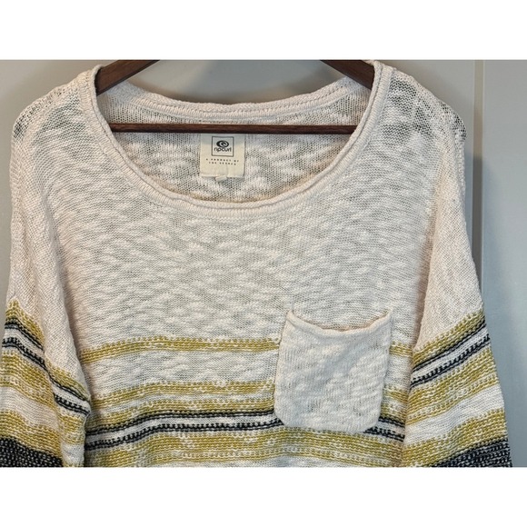 Rip‎ Curl Swell Crew Striped Cotton Slub Sweatshirt Size XL Surfer Skater Beach - Picture 3 of 9